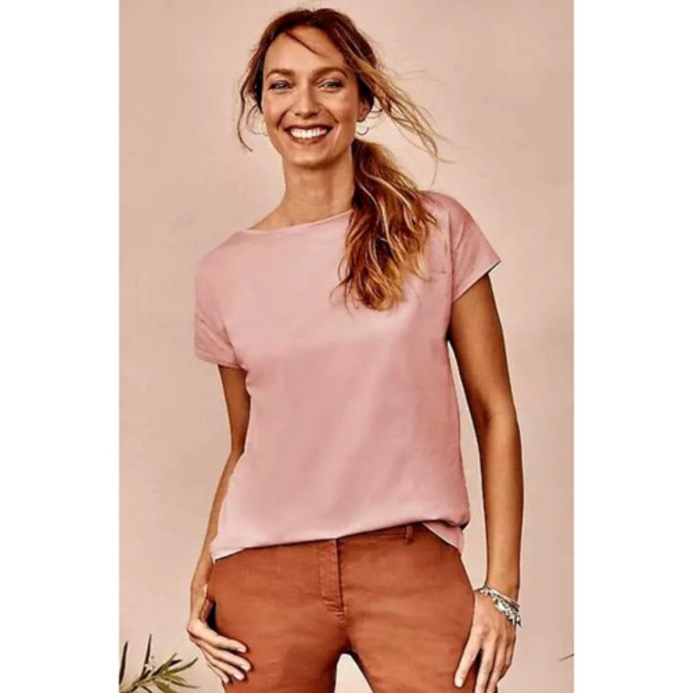 J. Jill Luxe Supima Relaxed Tee Basic Everyday Minimalist Pink Medium